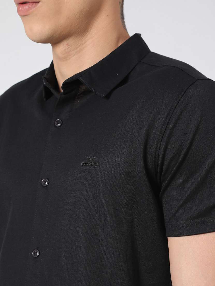 men solid short sleeve slim fit casual shirt - 22356081 -  Standard Image - 1