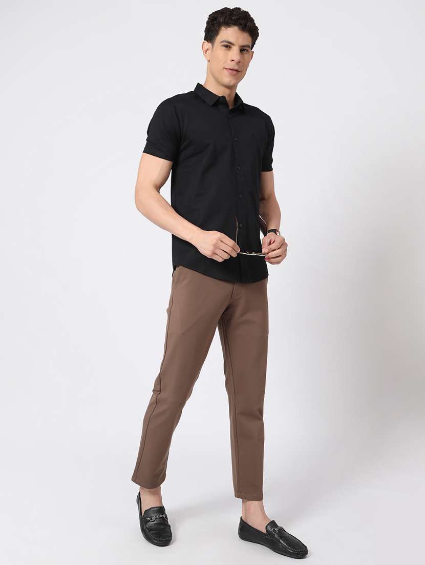 men solid short sleeve slim fit casual shirt - 22356081 -  Standard Image - 4