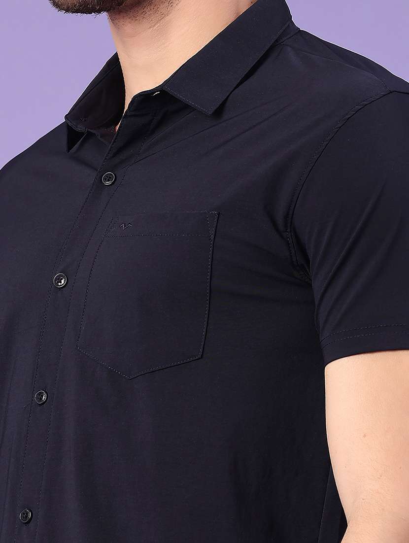 men solid short sleeve slim fit casual shirt - 22356126 -  Standard Image - 1