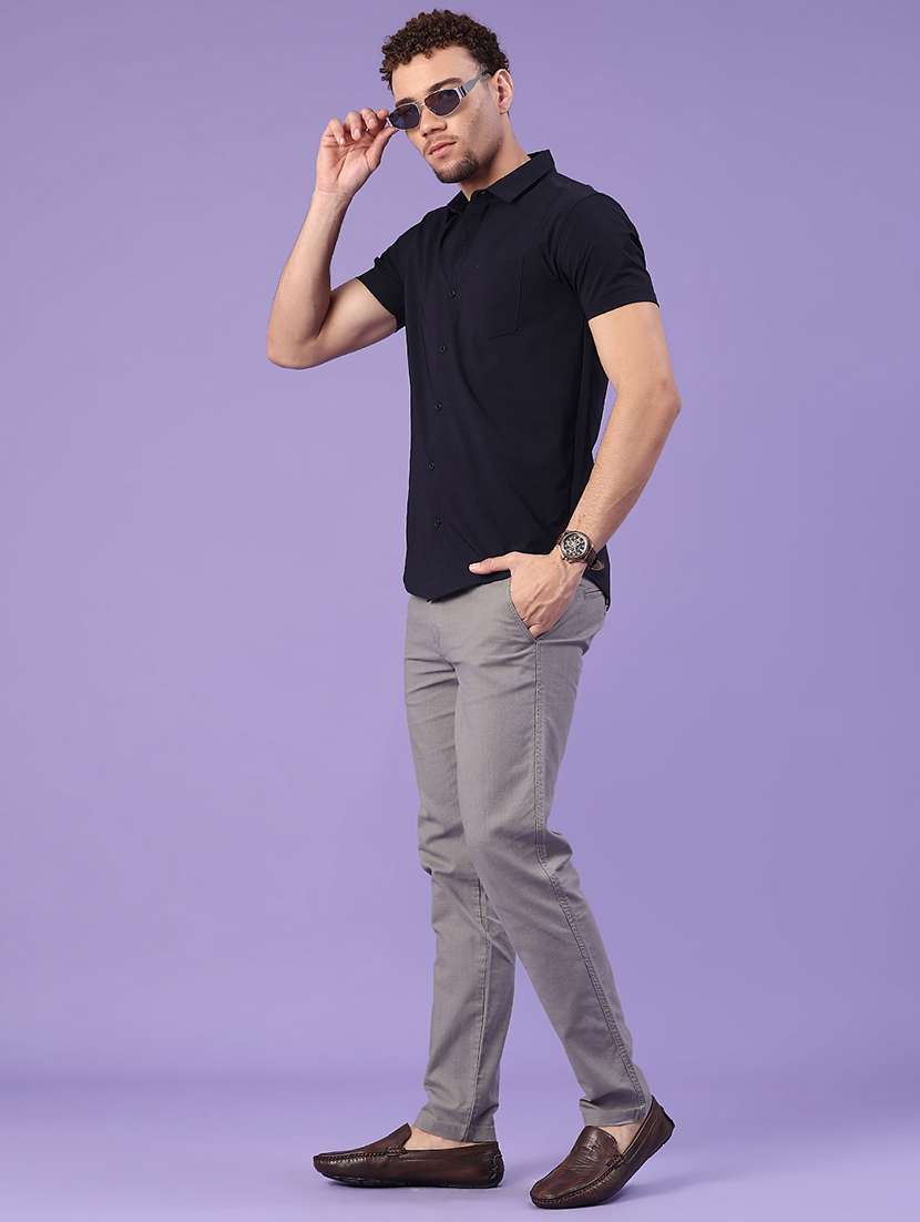 men solid short sleeve slim fit casual shirt - 22356126 -  Standard Image - 4