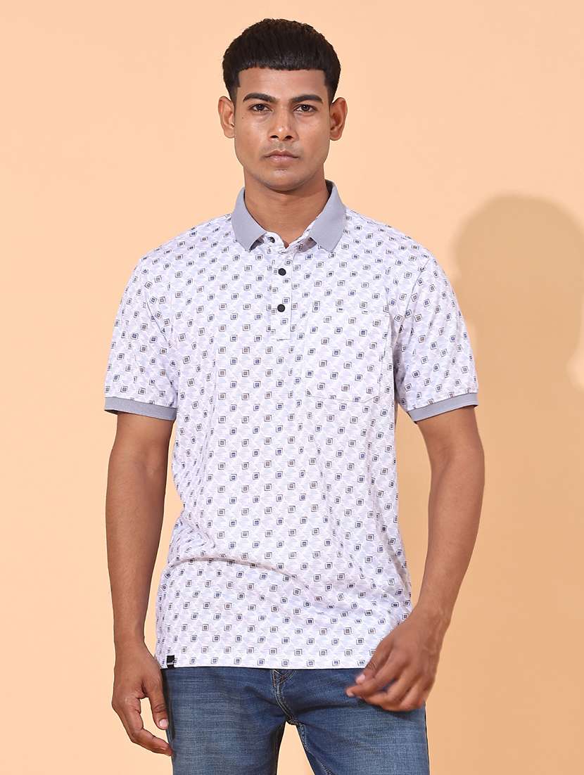 men printed short sleeve regular fit polo t-shirt