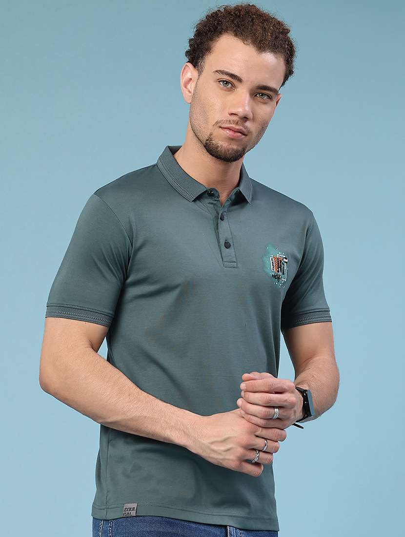 men printed short sleeve slim fit polo t-shirt - 22356167 -  Standard Image - 1