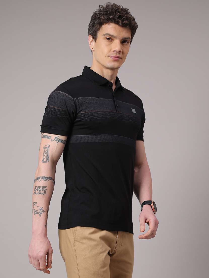 men striped short sleeve slim fit polo t-shirt - 22356174 -  Standard Image - 1