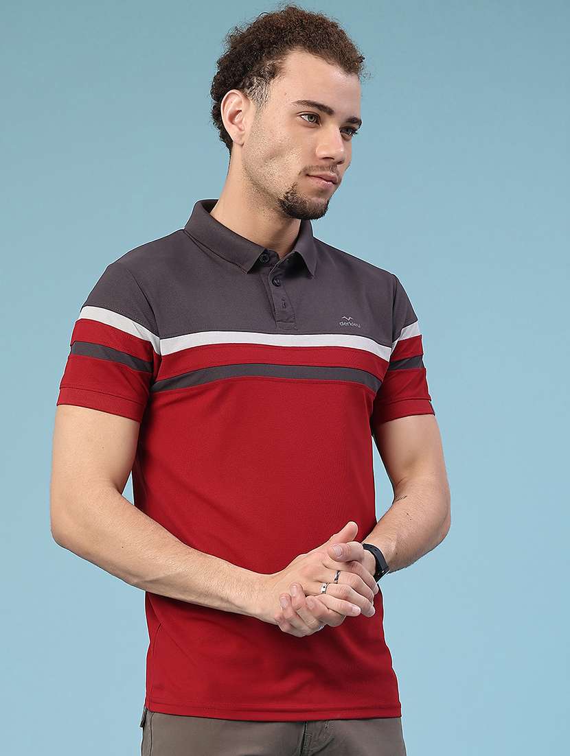 grey cotton blend color block tshirt - 22356235 -  Standard Image - 1