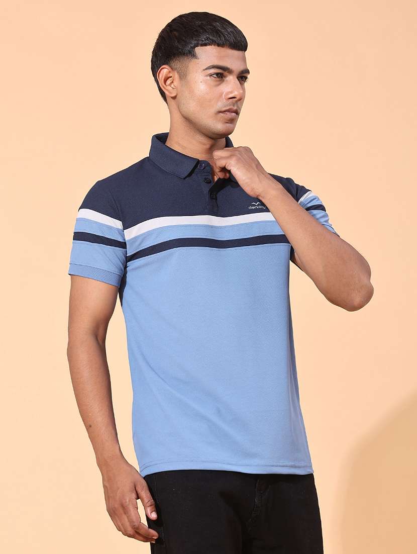 blue cotton blend plain tshirt - 22356237 -  Standard Image - 1