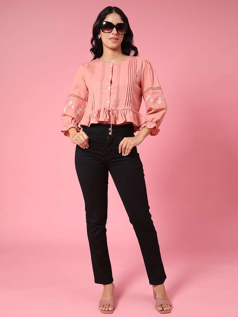 women solid puff sleeve top - 22356245 -  Standard Image - 4