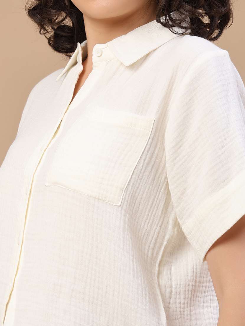 women solid collared regular shirt - 22356249 -  Standard Image - 1