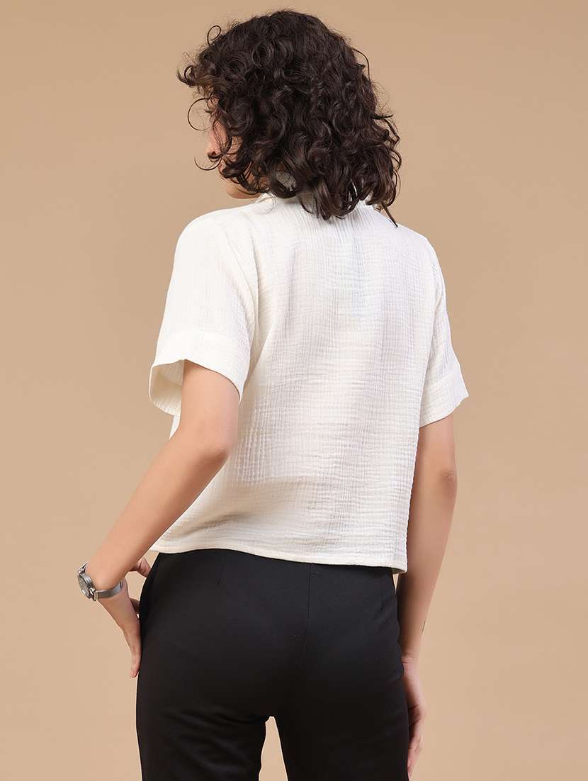 women solid collared regular shirt - 22356249 -  Standard Image - 4