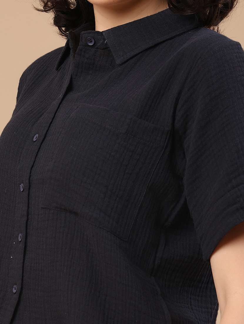 women solid collared regular shirt - 22356250 -  Standard Image - 1