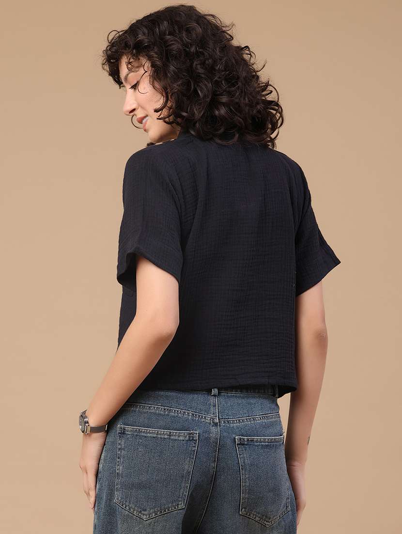 women solid collared regular shirt - 22356250 -  Standard Image - 4