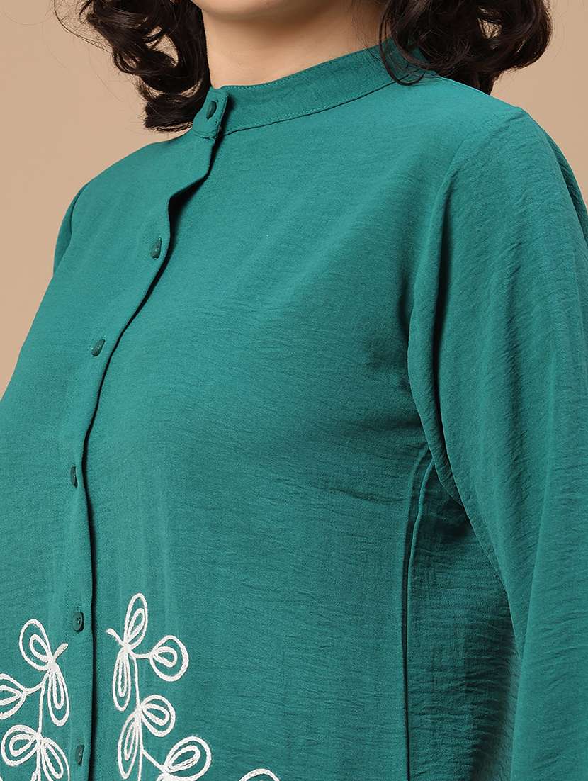women embroidered mandarin neck regular shirt - 22356251 -  Standard Image - 1