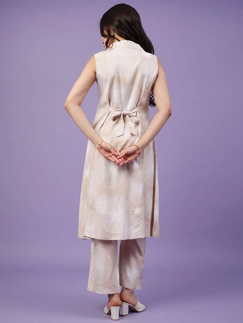beige rayon top and trouser set coord - 22356274 -  Standard Image - 4