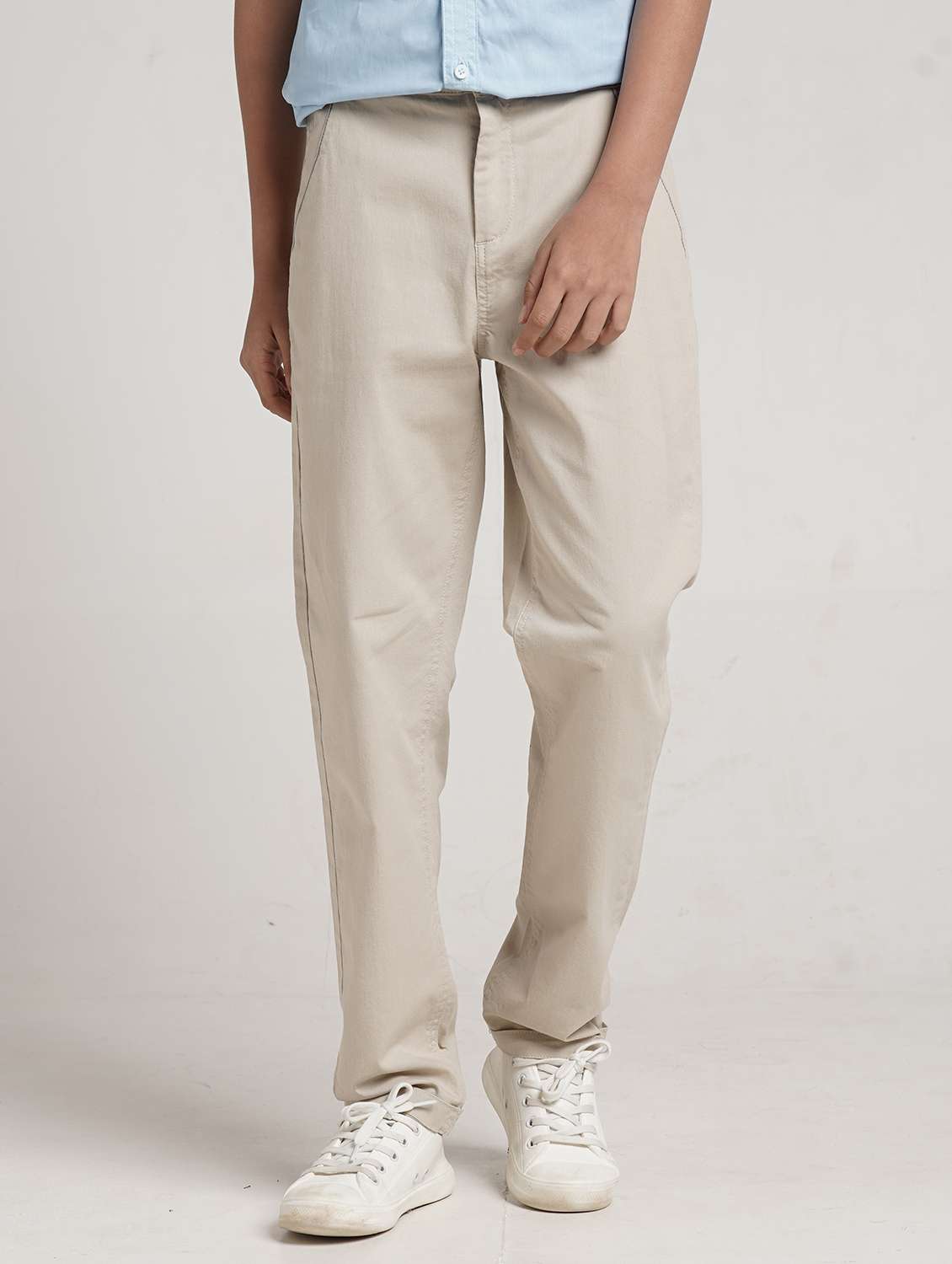 boys solid mid rise straight chino