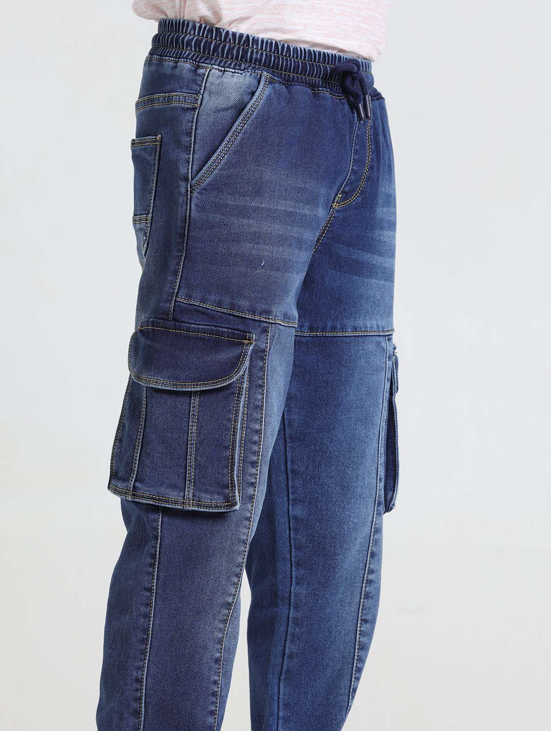 boys solid mid rise cargo jogger - 22356434 -  Standard Image - 1