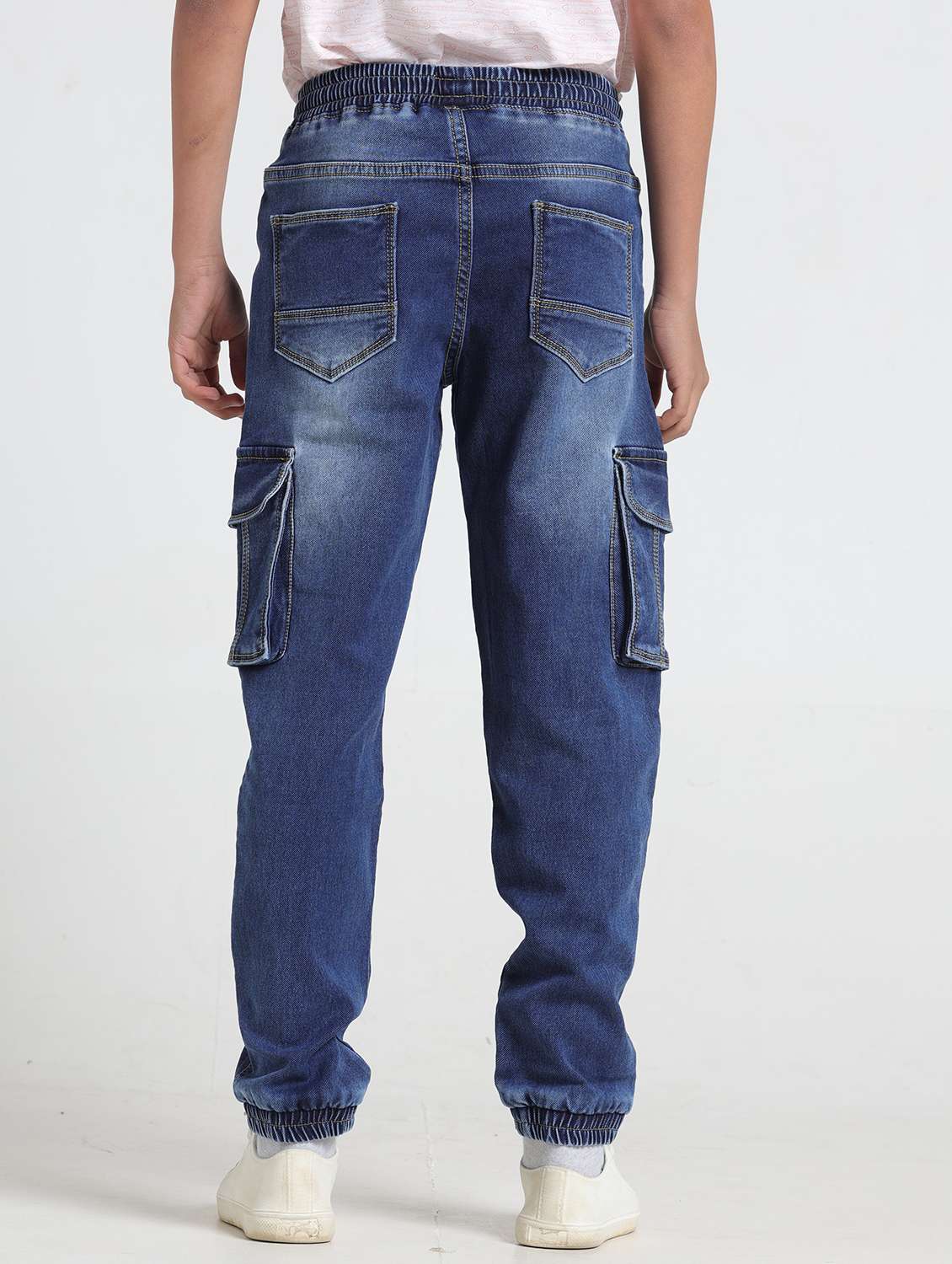 boys solid mid rise cargo jogger - 22356434 -  Standard Image - 4