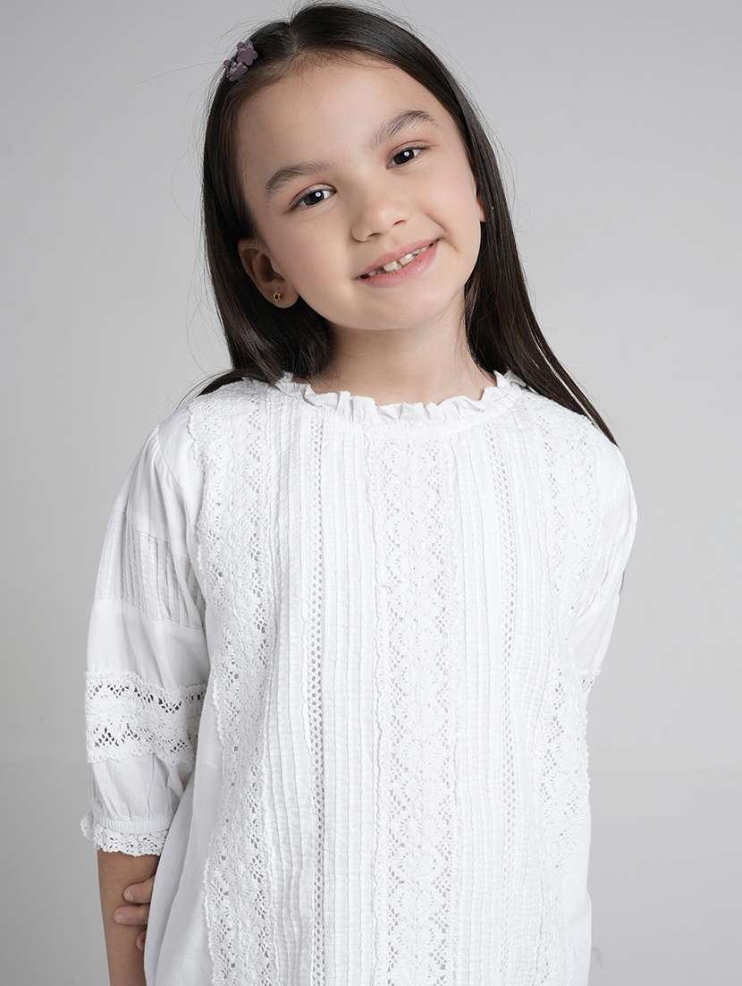 girls self designed three quarter sleevev top - 22356449 -  Standard Image - 1