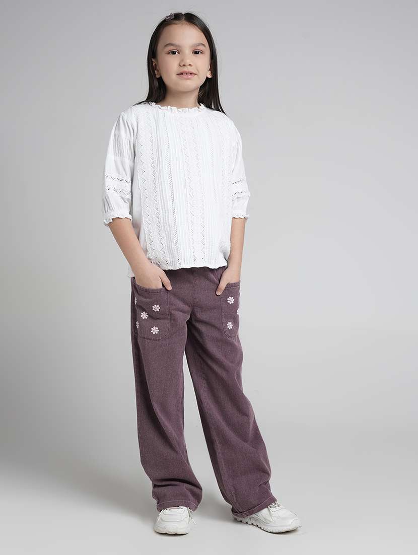 girls self designed three quarter sleevev top - 22356449 -  Standard Image - 4