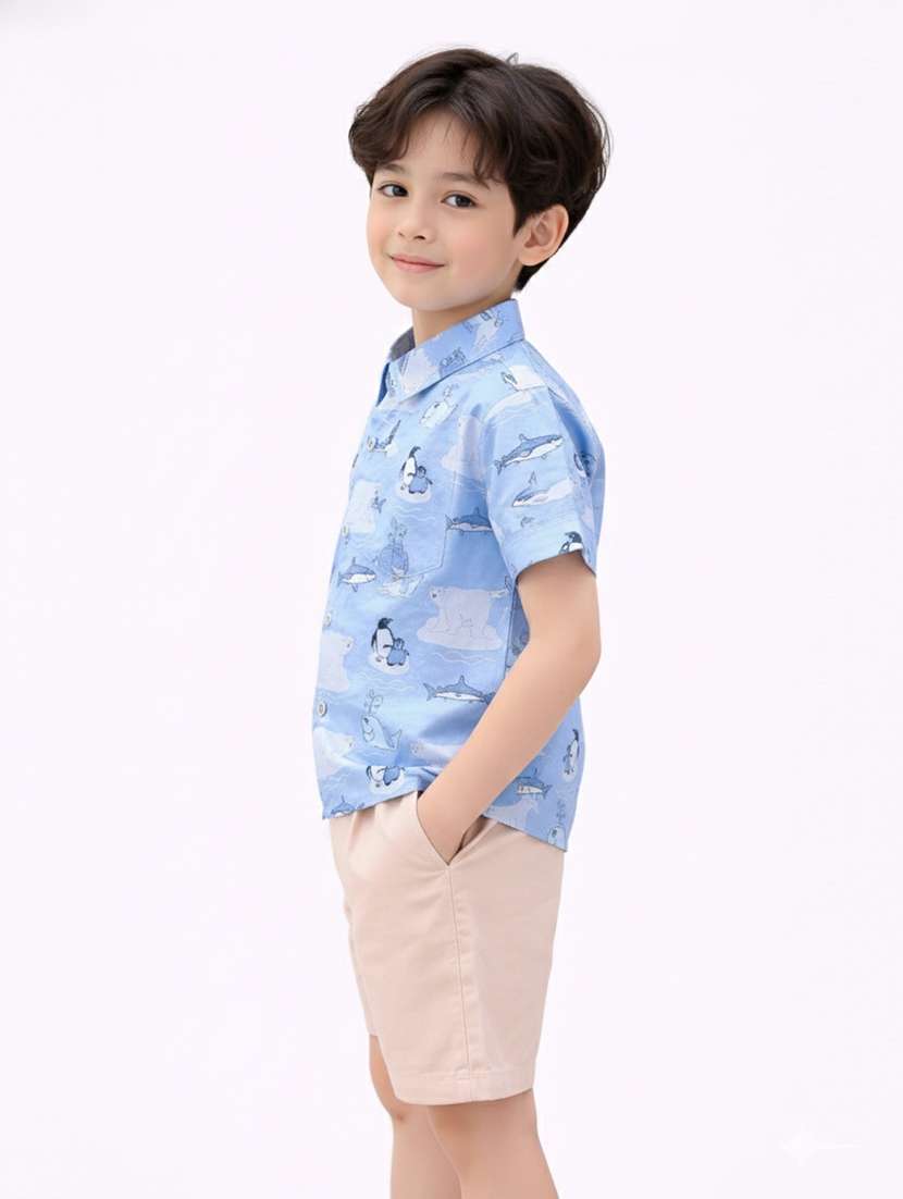 boys printed shirt and short set - 22356588 -  Standard Image - 1