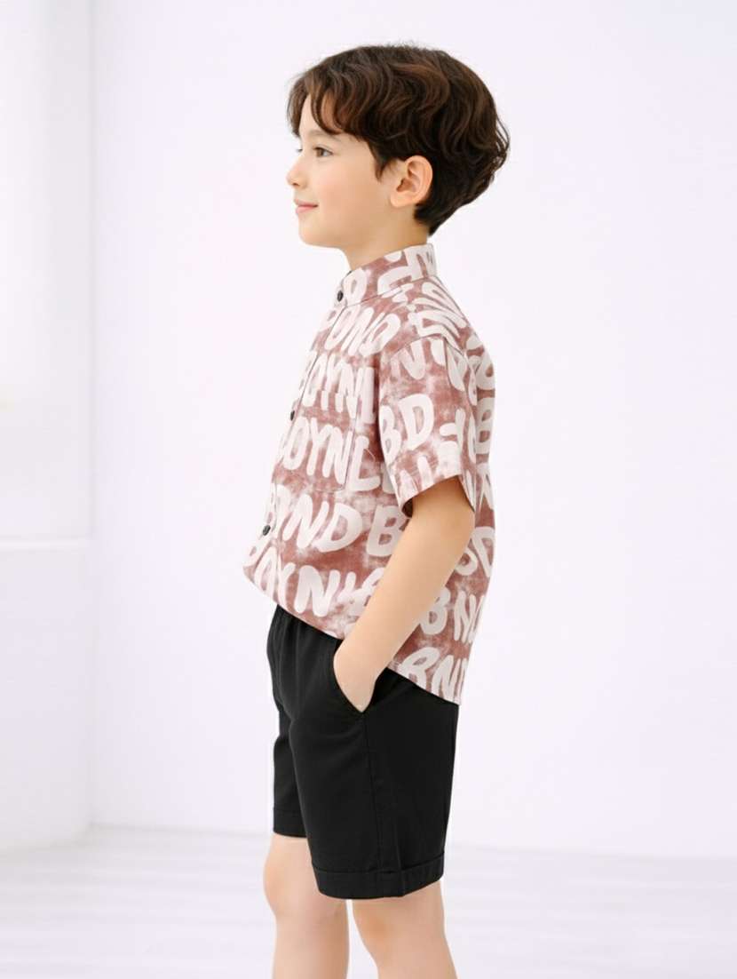 boys printed shirt and short set - 22356606 -  Standard Image - 1