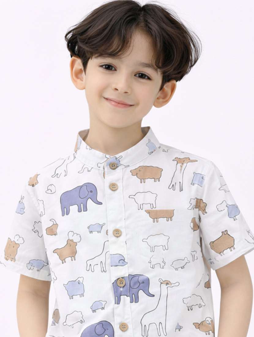 boys printed shirt and short set - 22356636 -  Standard Image - 4