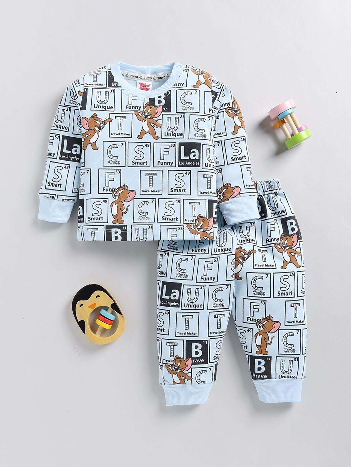 boys printed long sleeve winterwear full length set