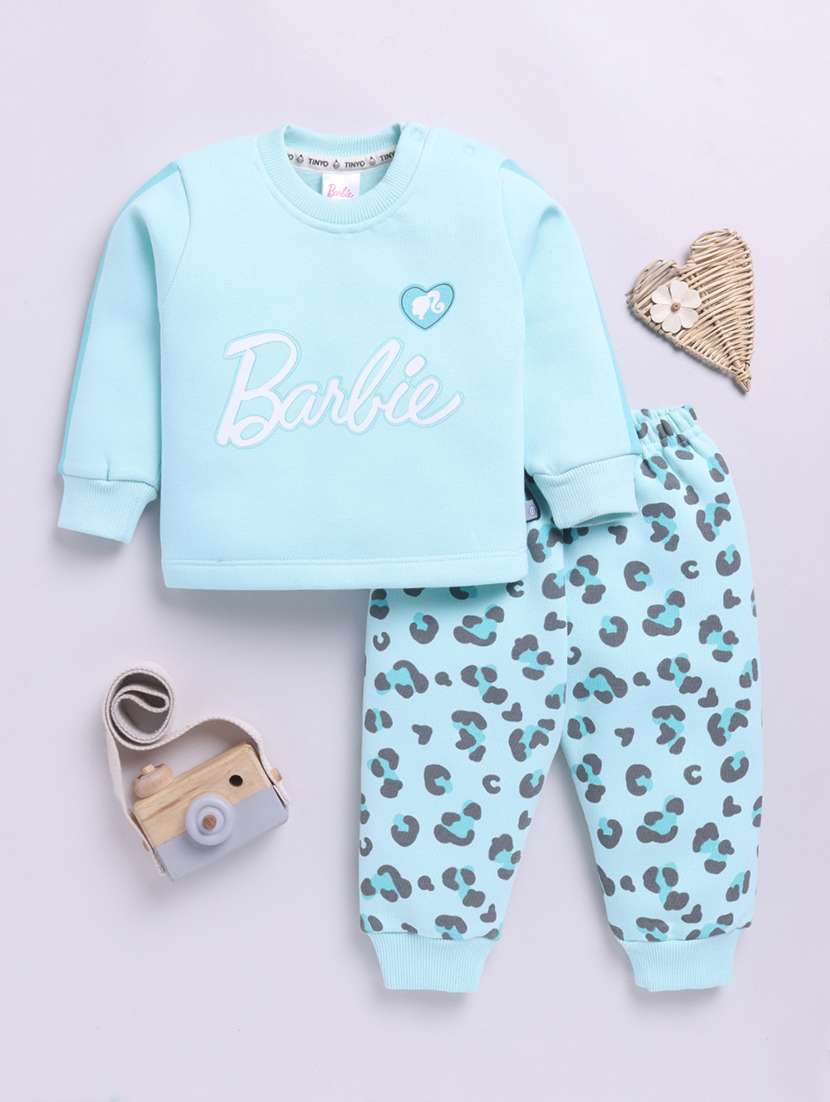 girls printed long sleeve full length set