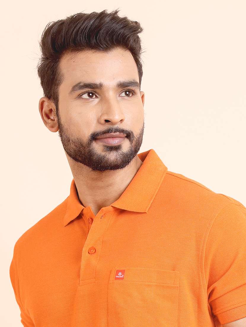 men solid short sleeve polo t-shirt - 22357010 -  Standard Image - 1