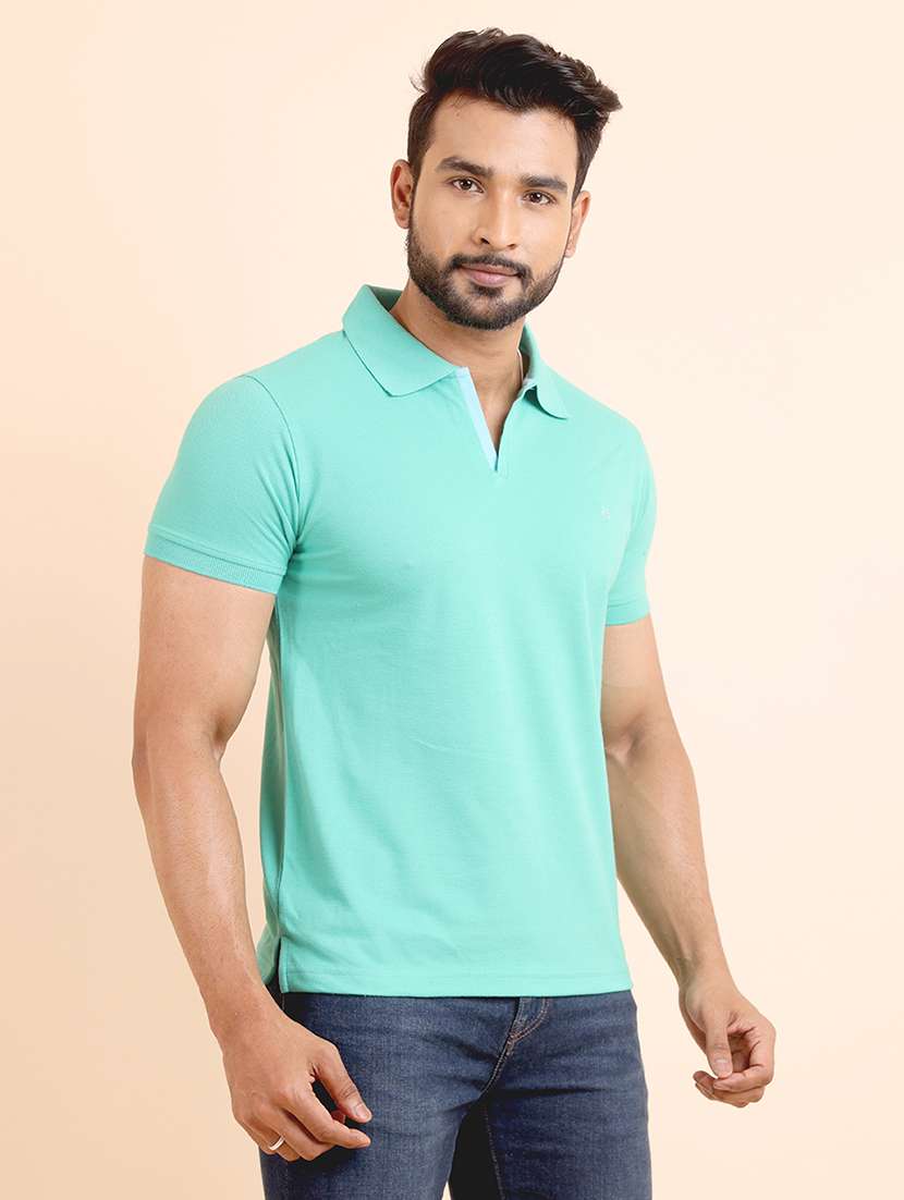 men solid short sleeve polo t-shirt - 22357020 -  Standard Image - 1