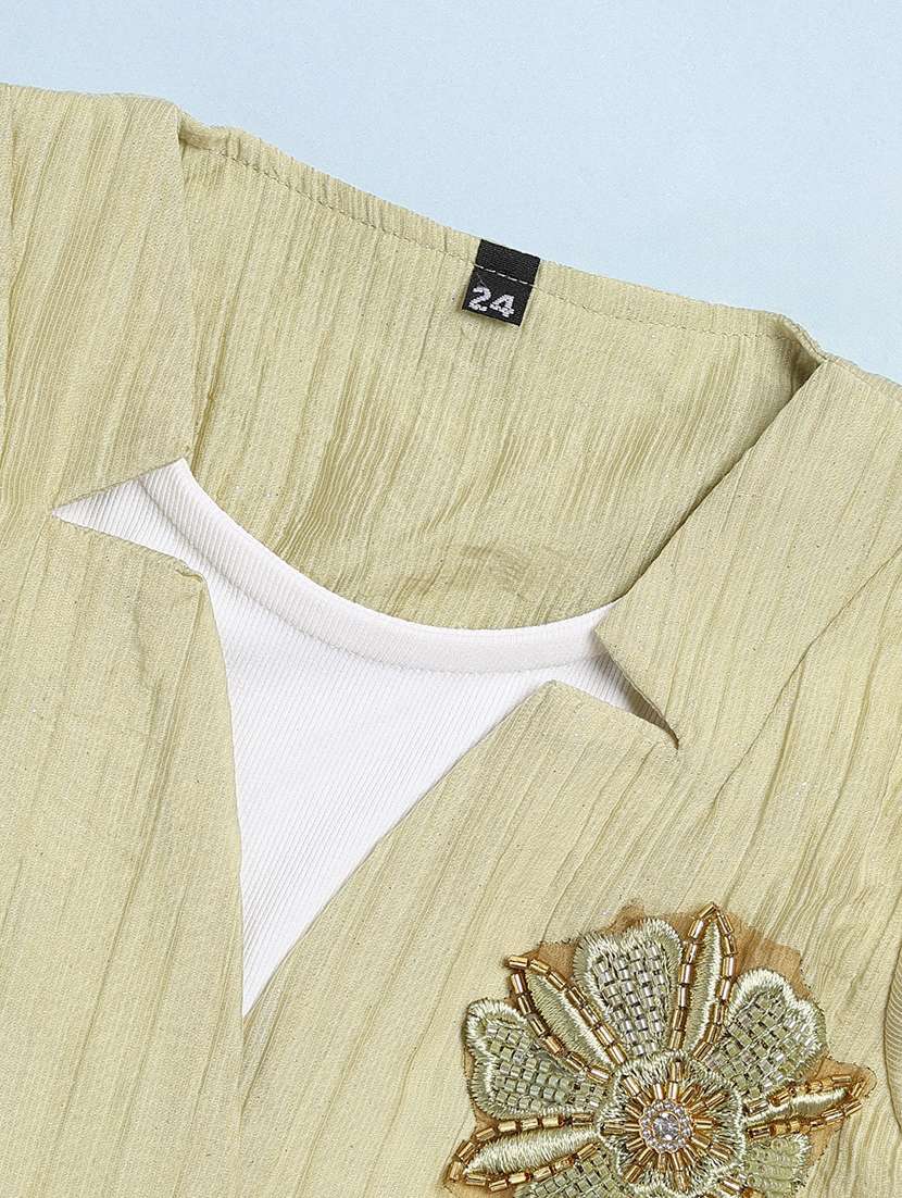 girls embroidered puff sleeves round neck top - 22357112 -  Standard Image - 4