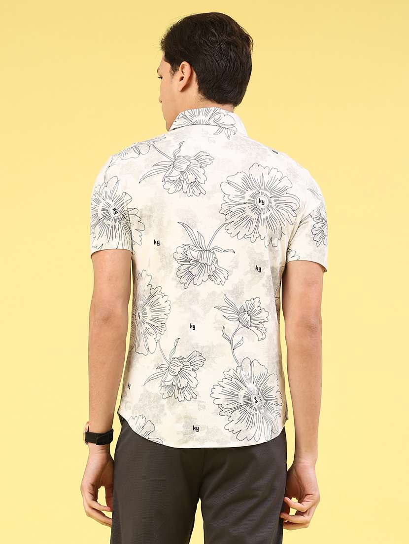 men printed short sleeve slim fit casual shirt - 22357190 -  Standard Image - 4