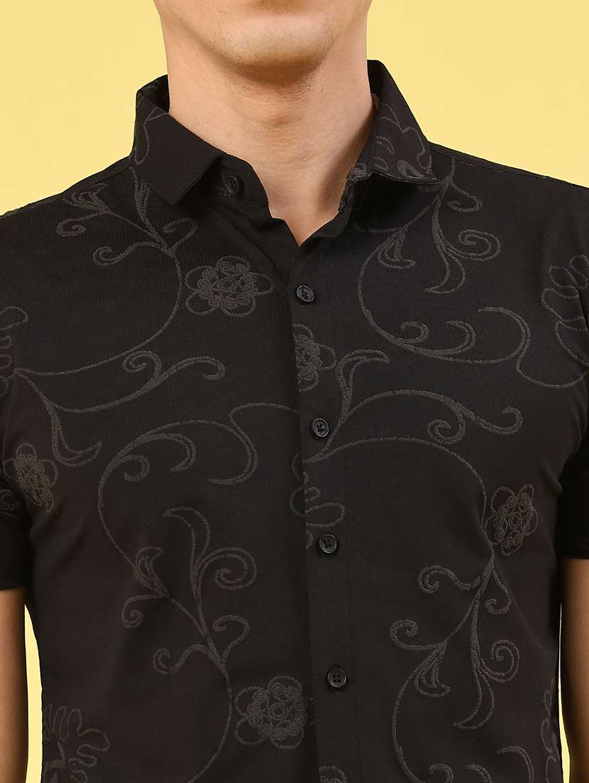 men printed short sleeve slim fit casual shirt - 22357192 -  Standard Image - 1