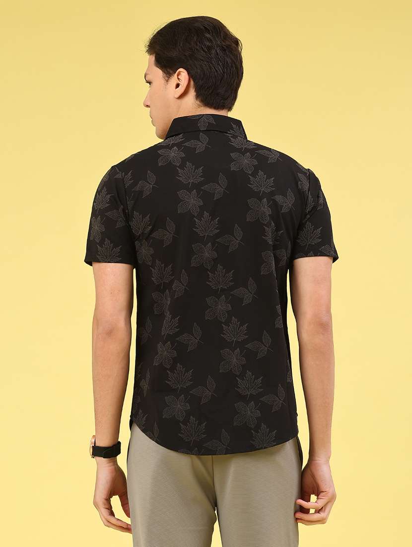 men printed short sleeve slim fit casual shirt - 22357205 -  Standard Image - 4