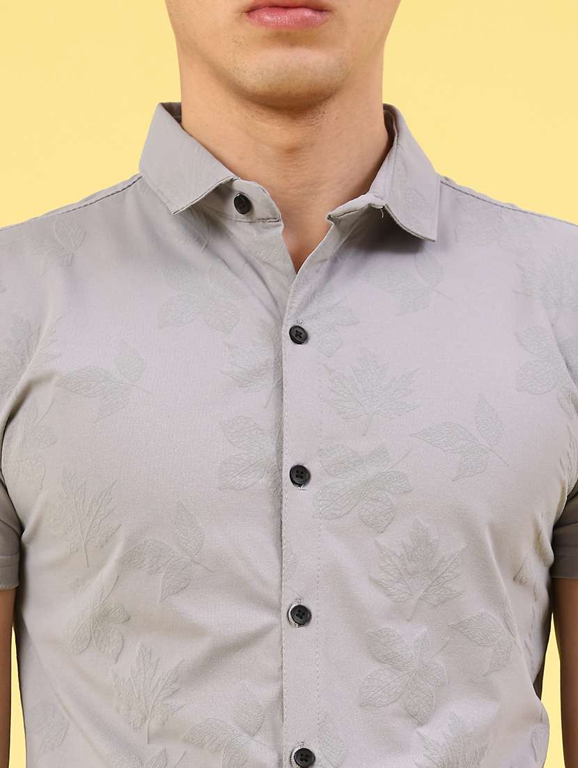 men printed short sleeve slim fit casual shirt - 22357207 -  Standard Image - 1