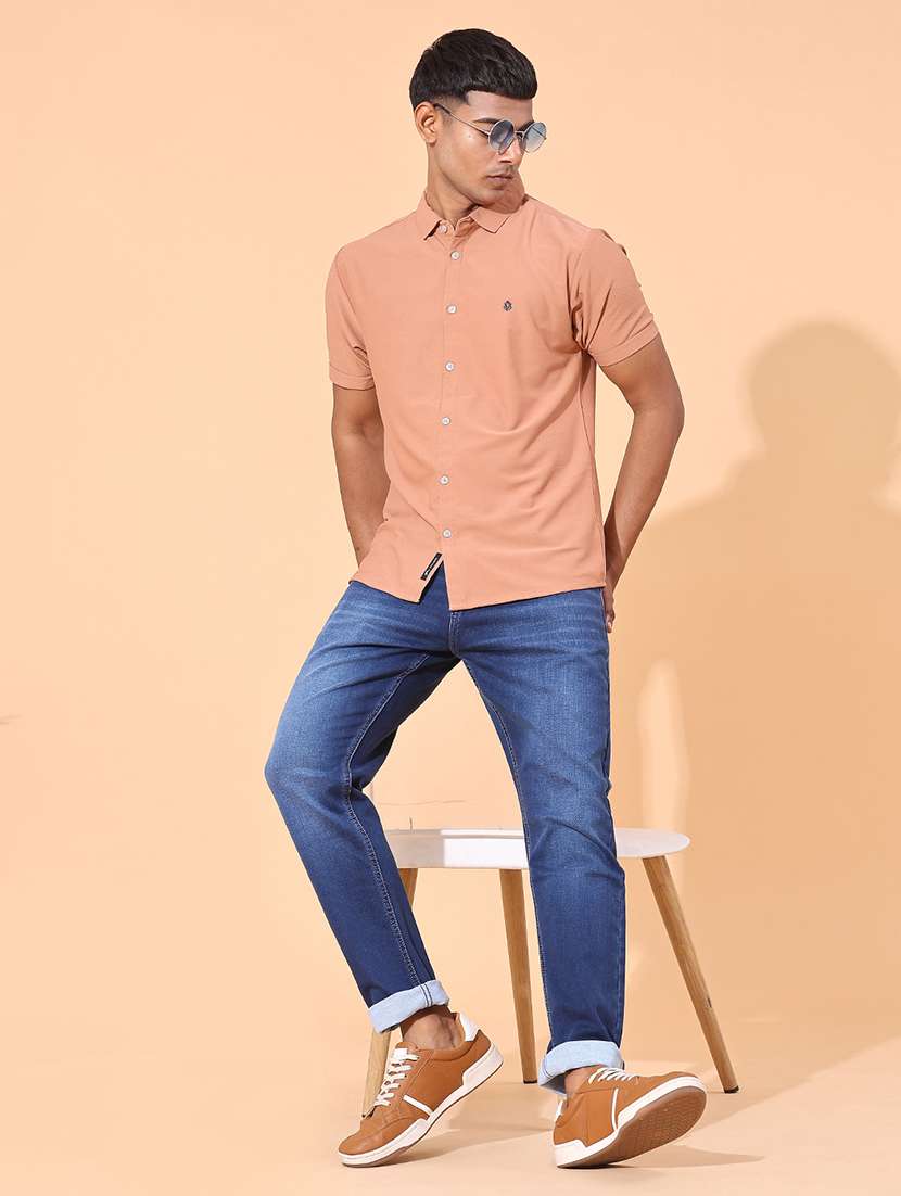 men solid short sleeve slim fit casual shirt - 22357217 -  Standard Image - 4