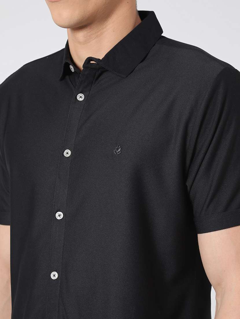 men solid short sleeve slim fit casual shirt - 22357225 -  Standard Image - 1