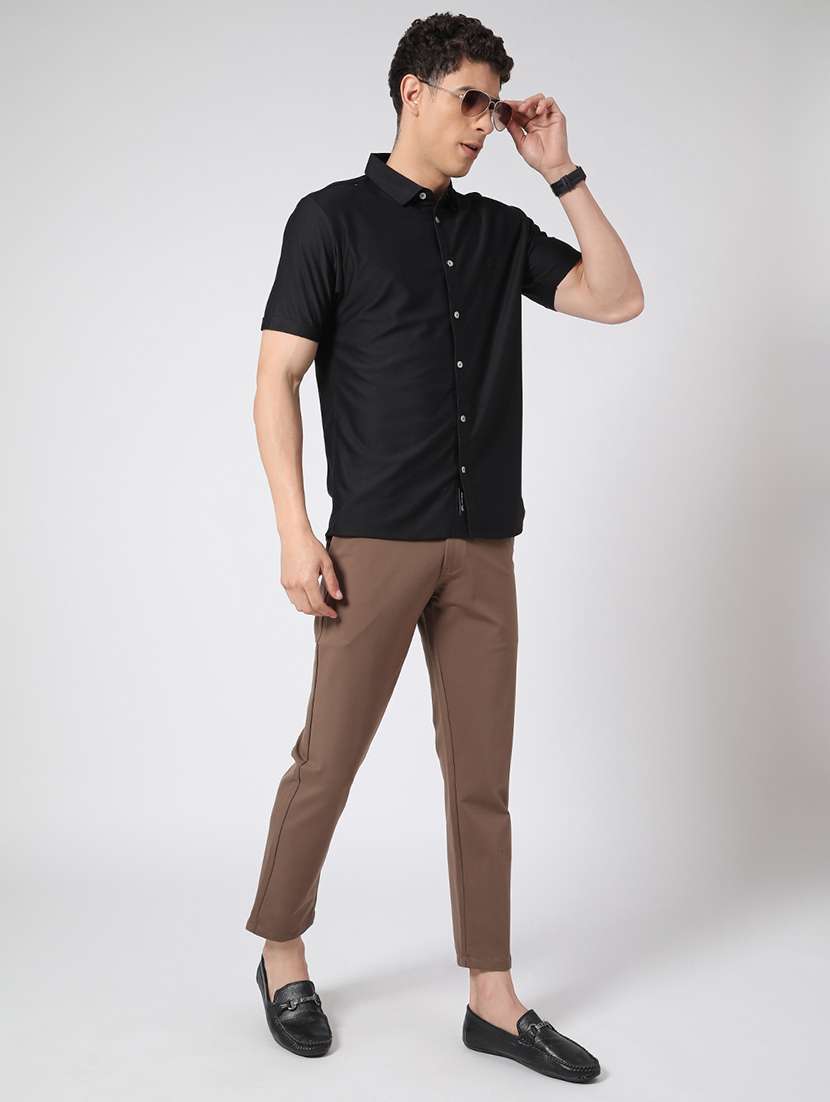 men solid short sleeve slim fit casual shirt - 22357225 -  Standard Image - 4