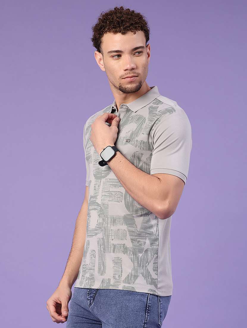 grey cotton blend plain tshirt - 22357254 -  Standard Image - 1