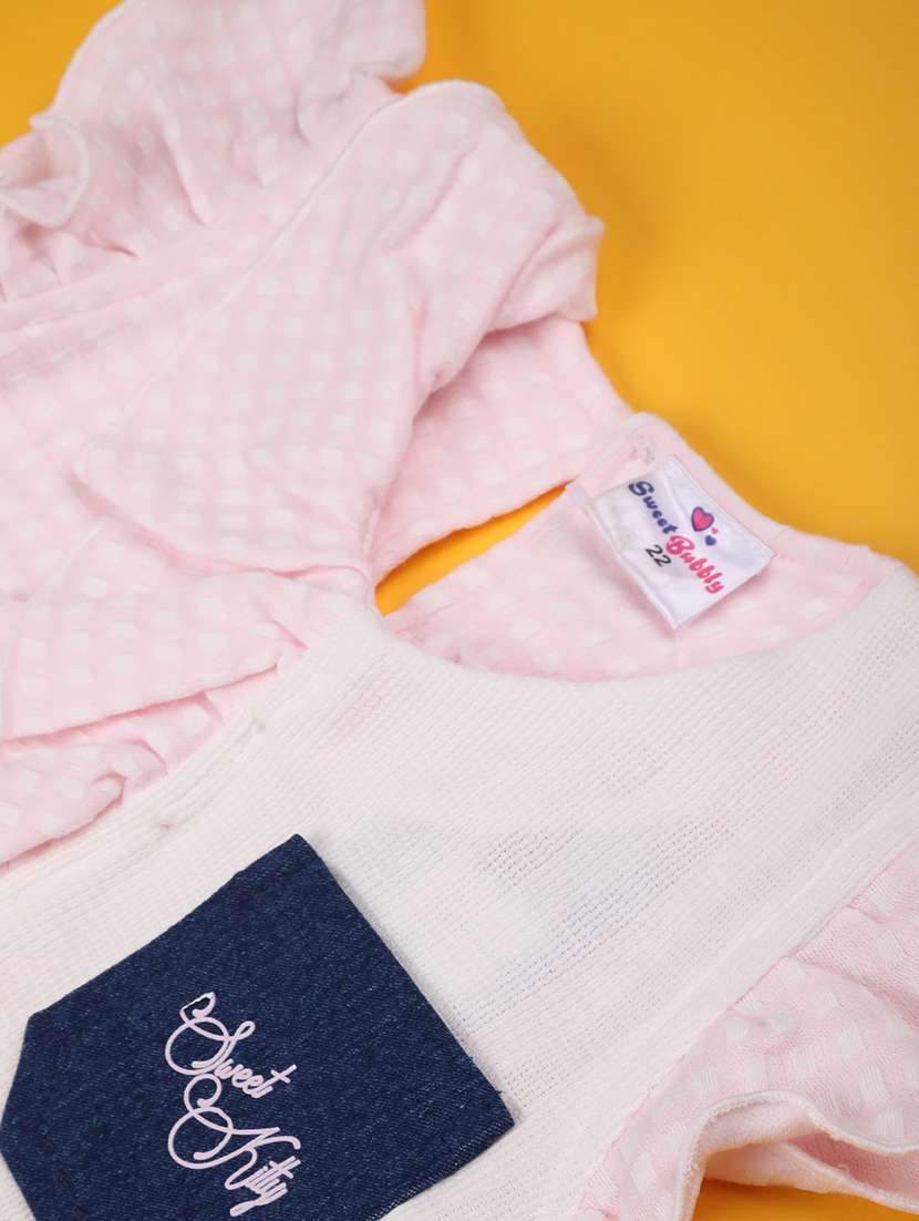 girls checkered round neck shorts & top set - 22357321 -  Standard Image - 4