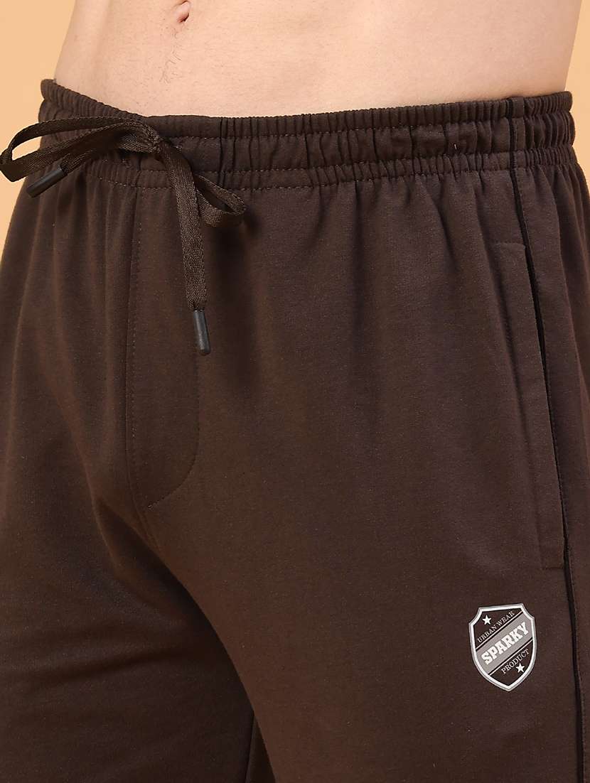 brown cotton  full length track pant - 22357371 -  Standard Image - 1