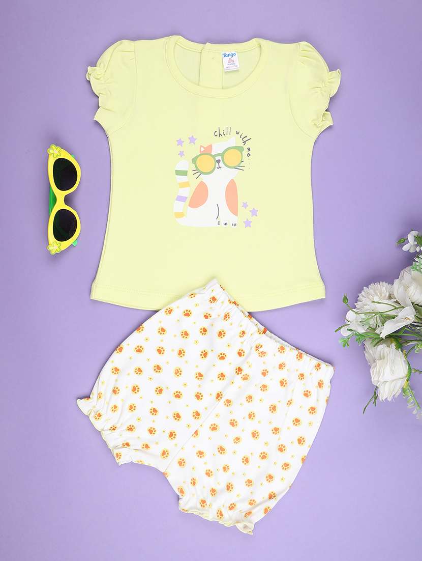 yellow cotton combo infant twin set - 22357382 -  Standard Image - 1