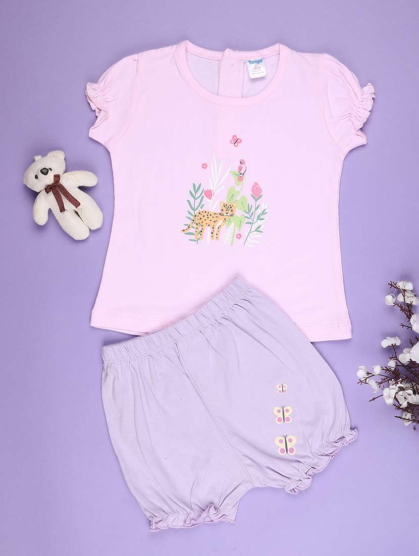 pink cotton combo infant twin set - 22357403 -  Standard Image - 1