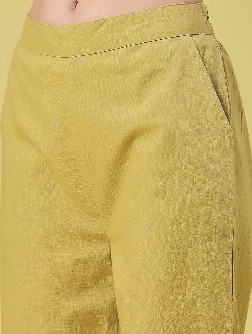 women solid mid rise straight trouser - 22357418 -  Standard Image - 1