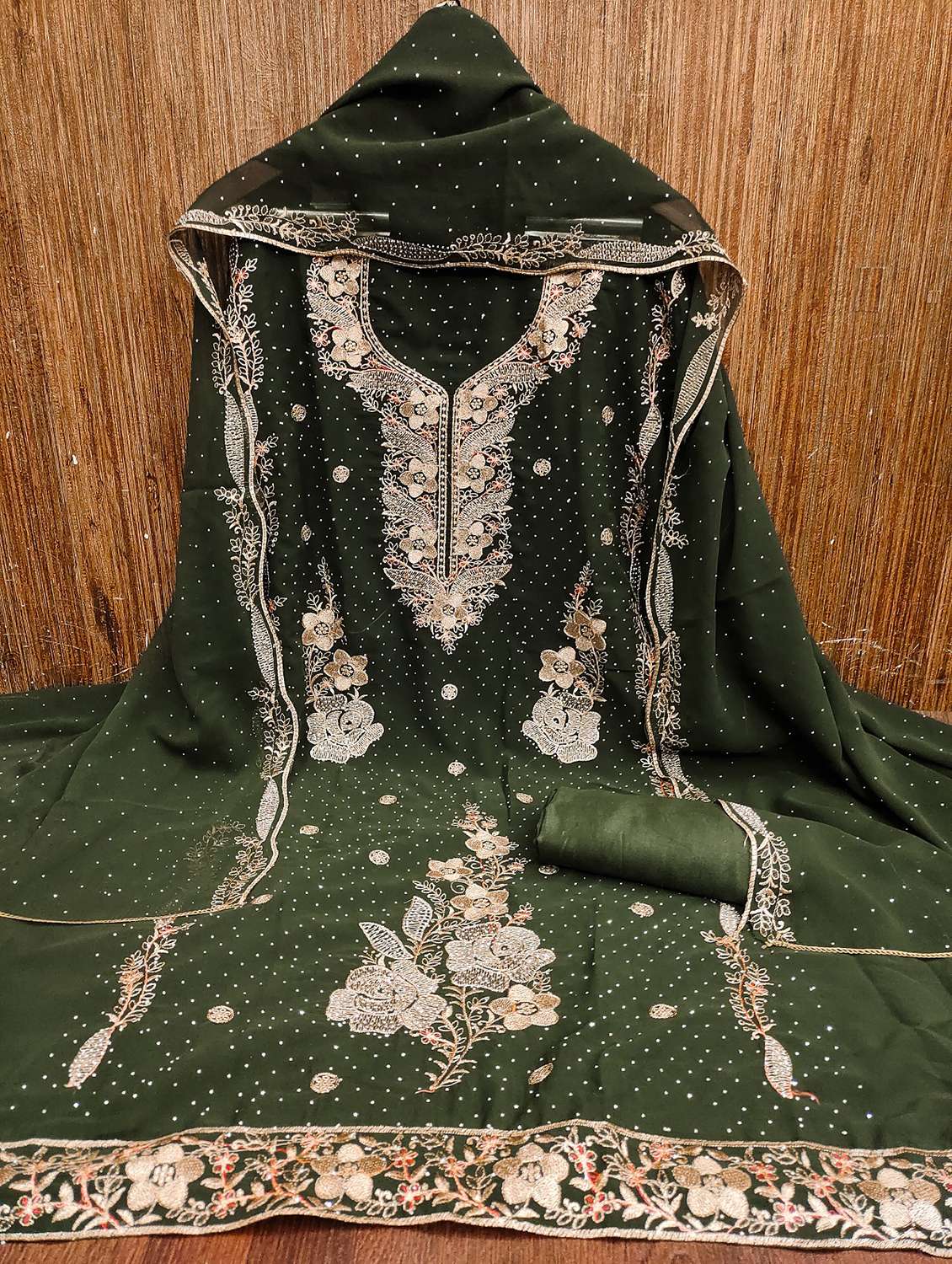 women solid with work embroidered unstitched suit set - 22357459 -  Standard Image - 1