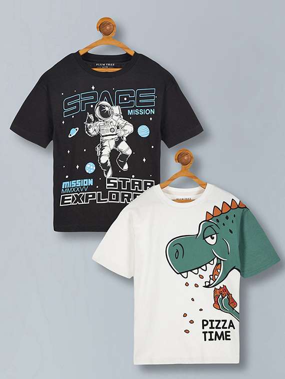 boys pack of 2 printed short sleeve t-shirt
