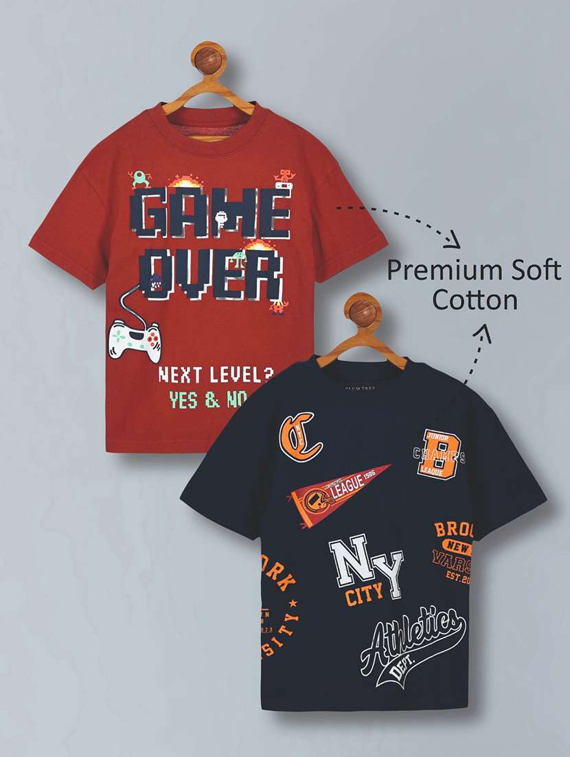 boys pack of 2 printed short sleeve t-shirt