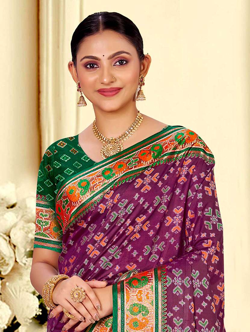women self design patola saree with blouse - 22357661 -  Standard Image - 1