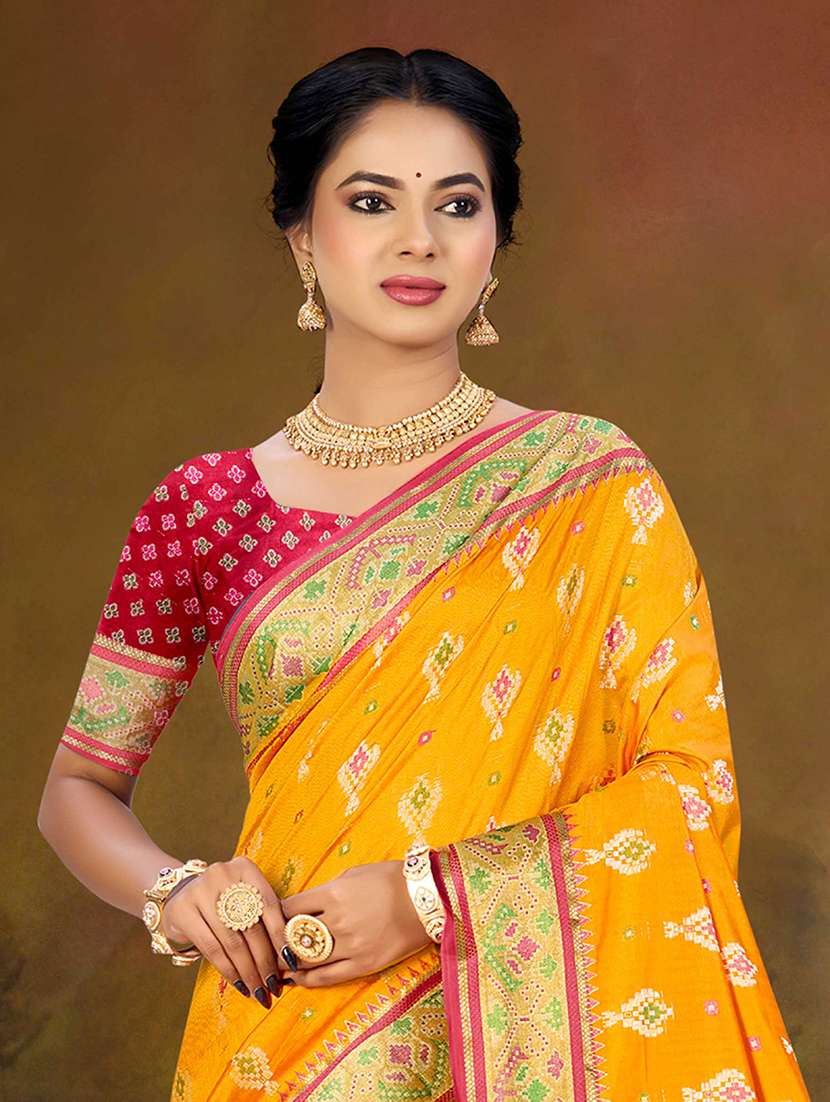 women self design patola saree with blouse - 22357669 -  Standard Image - 1