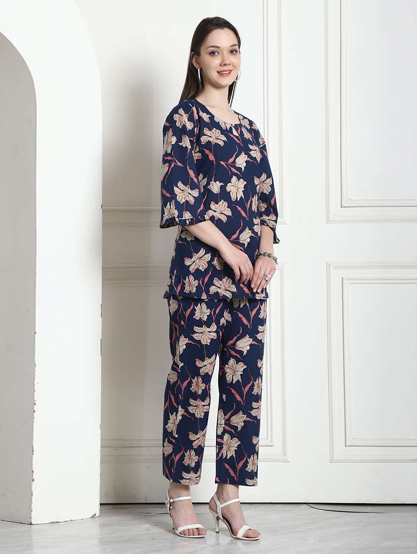 women floral three quarter sleeve ethnic co-ord set - 22357763 -  Standard Image - 1