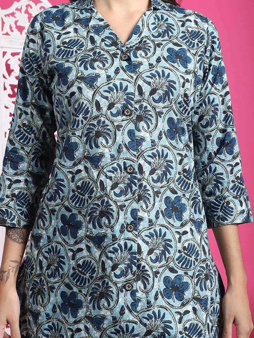 women printed three quarter sleeve ethnic co-ord set - 22357775 -  Standard Image - 4