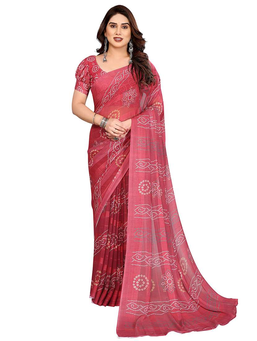 women printed casual wear saree with blouse
